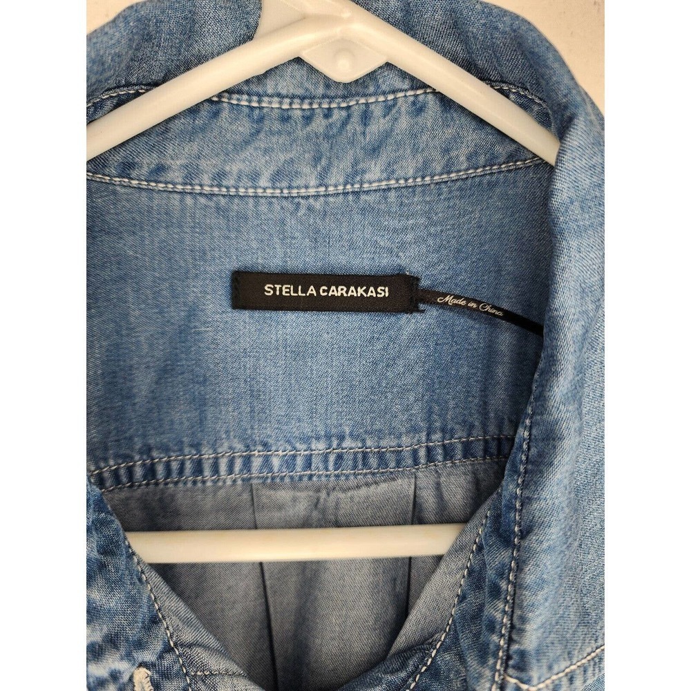 Stella Carakasi Washed Indigo Tunic Shirt Button Front Lightweight Tencel M - Picture 9 of 9